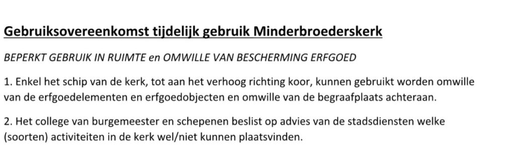 reglement minderbroederskerk