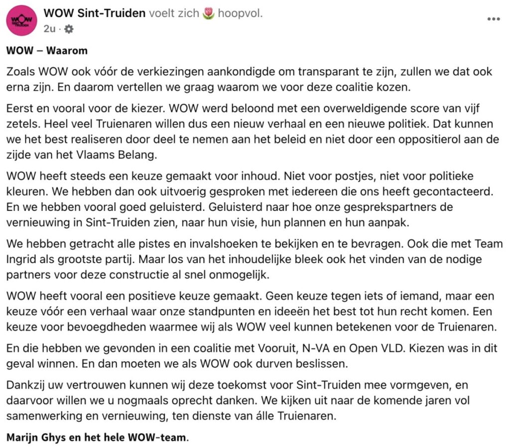 wow reactie - sint truiden